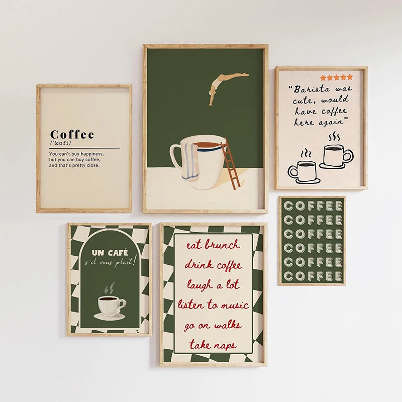 Coffee Diver Poster Coffee Canvas Painting Trendy Kitchen Gallery Print Wall Art Picture for Home Decoration Coffee Lover Gift