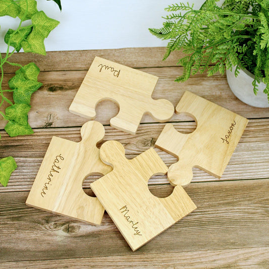 1 Free Custom Personalised Solid Wood Creative Jigsaw Puzzle Coaster Wood Home Coaster Heat Desktop Decoration Birthday Gift