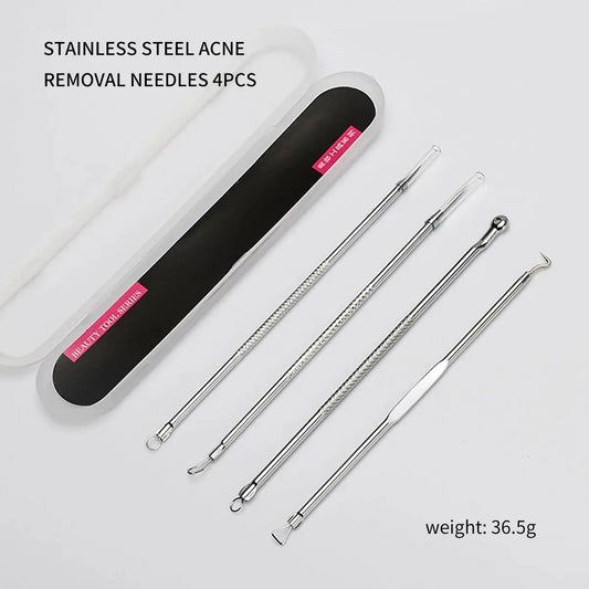 4PCS Blackhead Remover Acne Needle Tools Set Face Cleaning Black Dots Pimple Comedone Extractor Pore Cleaner Skin Care Products